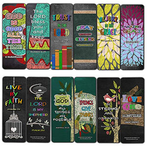Colorful Bible Verse Chalkboard Bookmarks Cards (12-Pack)