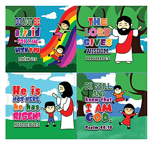 Jesus is the Only Way Bible Verse Stickers (20-Sheet) - Church Memory Verse Sunday School Rewards - Christian Stocking Stuffers Birthday Party Favors Assorted Bulk Pack