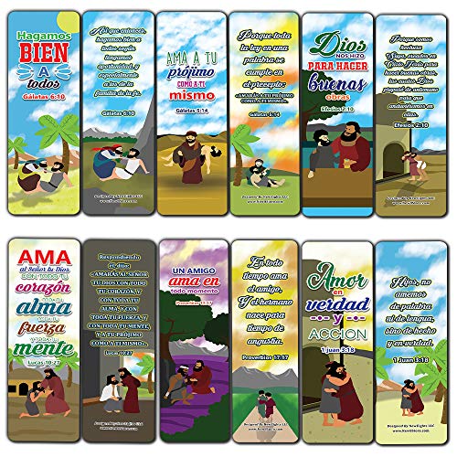 Spanish The Good Samaritan Christian Bookmarks Cards (30-Pack) - Stocking Stuffers for Boys Girls - Children Ministry Bible Study Church Supplies Teacher Classroom Incentives Gift