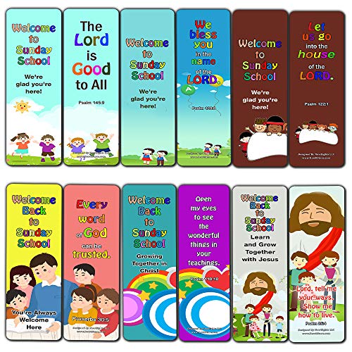 Welcome to Sunday School Bookmarks Cards Series 1 (60-Pack) - Perfect Giveaways for Ministries Designed to Encourage and Motivate Children