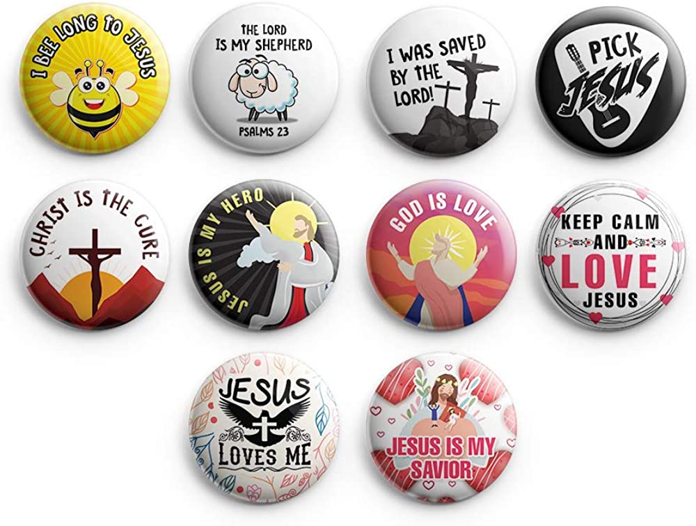 Bible Theme Pinback Button Pins (10 Pack)