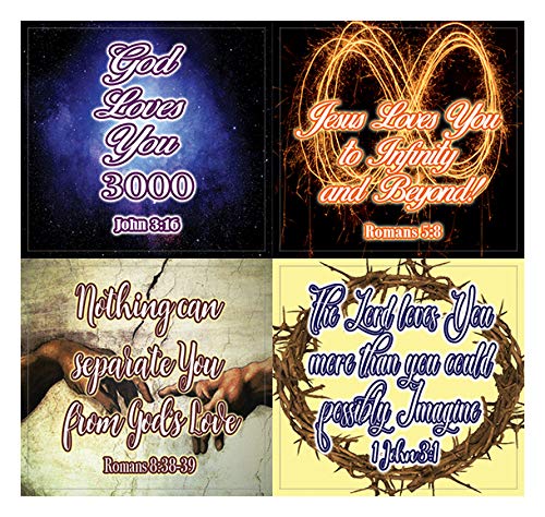 Christian Love You 3000 Stickers (5 Sheets) - Variety of Christian Stickers