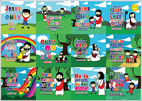 Jesus is the Only Way Bible Verse Stickers (20-Sheet) - Church Memory Verse Sunday School Rewards - Christian Stocking Stuffers Birthday Party Favors Assorted Bulk Pack