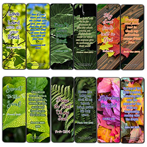 Inspirational Bible Verses about the Soul Bookmarks (60 Pack) - Perfect Gift away for Sunday School and Ministries - Stocking Stuffers Adoration Devotional Bible Study - Church Ministry Supplies Gifts