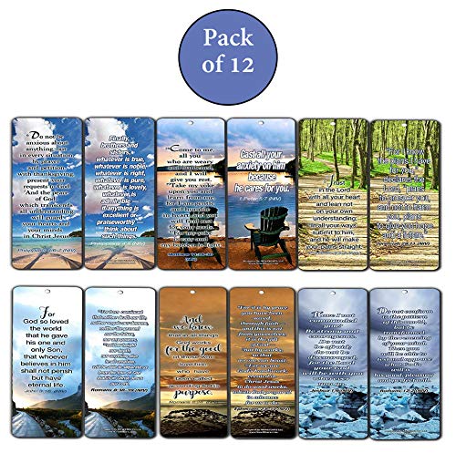 Most Highlighted Bible Scriptures Bookmarks Cards NIV Version (12-Pack) - Religious Christian Inspirational Gifts to Encourage Men Women Boys Girls - Bible Study Sunday School War Room Decor
