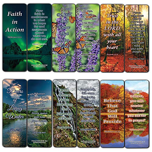 Step Out in Faith Memory Verses Bookmarks (30-Pack) - Handy Trust in God Scripture Cards Buy in Bulk