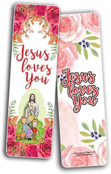 Jesus Loves You Bookmarks - Rose Theme Cards (30 Pack)