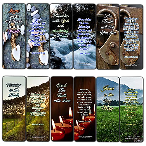 Bible Verses Bookmarks about Walking in the Truth (60 Pack) - Perfect Gift away for Sunday School and Ministries - VBS Sunday School Easter Baptism Thanksgiving Christmas Rewards Encouragement