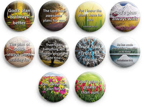 "The Lord Has Awesome Plans For You Pinback Buttons (1 Set x 10 Designs) - Large 2.25"" VBS Church Giveaways Encouragement Gift Token for Teens & Adults"