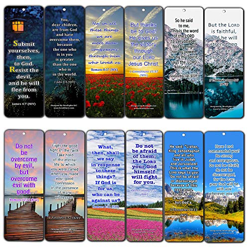 Overcome Life's Battle and Spiritual Warfare Bible Verses Bookmarks (30 Pack) - Spiritual Warfare Scriptures to Read, Pray, and Memorize