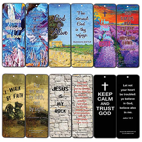 Favorite Bible Verses Bookmarks King James Version KJV (12-Pack) - Reassuring us with God's Message of Love and Hope - Prayer Cards Religious Christian Gift to Encourage Men Women Teens Boys Girls Kid