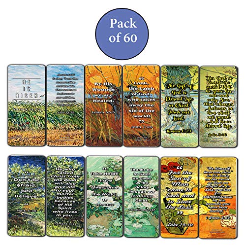 Christian Bookmarks Cards - Jesus has Risen (60 Pack) - John 3:16 Scriptures - God's Love Living Faith - Great Stocking Stuffers for Sunday School Bible Study Men Women Ministry Baptism Encouragement
