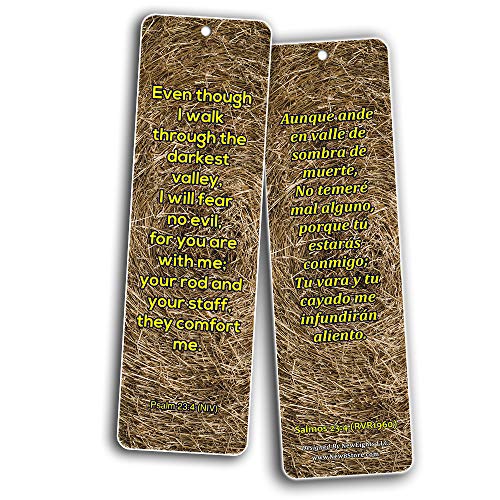 Bilingual Encouraging Bible Verses Bookmarks - Overcome Fear (60-Pack) - Compilation of Motivational Bible Verses in English and Spanish