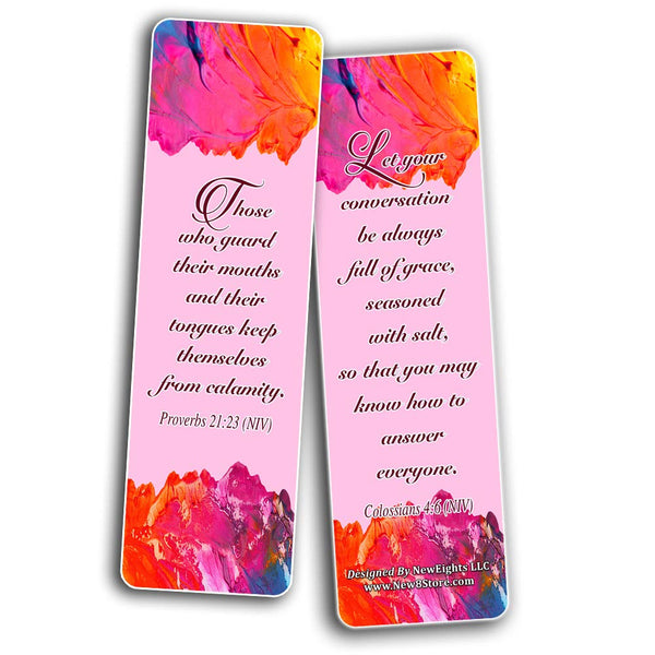 Christian Bookmarks Scriptures Cards (60-Pack) from NIV Bible - Speak Life Bible Verses About the Tongue- Religious Gifts for Men Women Teens Kids - God's Blessing Wisdom Devotional Book Markers