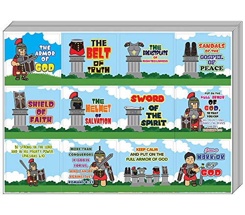 Armor of God Stickers Series 2 (10-Sheet) - VBS Sunday School Easter Baptism Thanksgiving Christmas Rewards Encouragement Gift