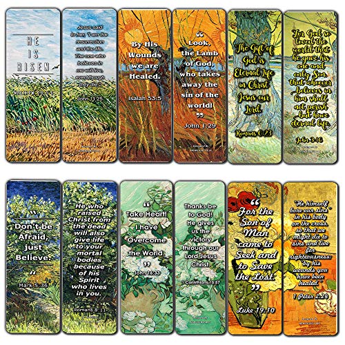 Christian Bookmarks Cards - Jesus has Risen (60 Pack) - John 3:16 Scriptures - God's Love Living Faith - Great Stocking Stuffers for Sunday School Bible Study Men Women Ministry Baptism Encouragement