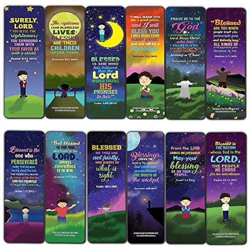 Top Bible Verses about God's Blessings NIV Bookmarks for Men (60-Pack) - Church Memory Verse Sunday School Rewards - Christian Stocking Stuffers Birthday Party Favors Assorted Bulk Pack