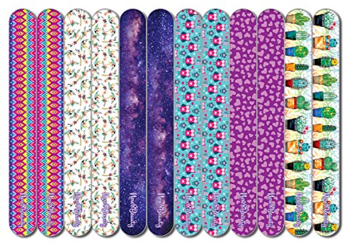 New8Beauty Emery Board Colorful (24-Pack) - For Manicure Pedicure - Keep Your Fingernails and Toenails in Tip-top Shape - Great Stocking Stuffers