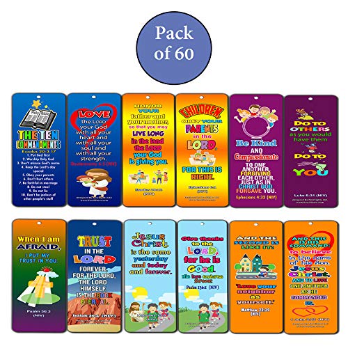 Ten Commandments Memory Verses Bookmarks For Kids (60-Pack) - Fun Way for Kids to Learn the Scriptures