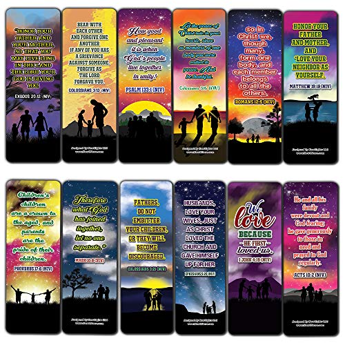 Inspirational Bible Verses for Family Bookmarks Cards (30-Pack) - Stocking Stuffers for Boys Girls - Children Ministry Bible Study Church Supplies Teacher Classroom Incentives Gift