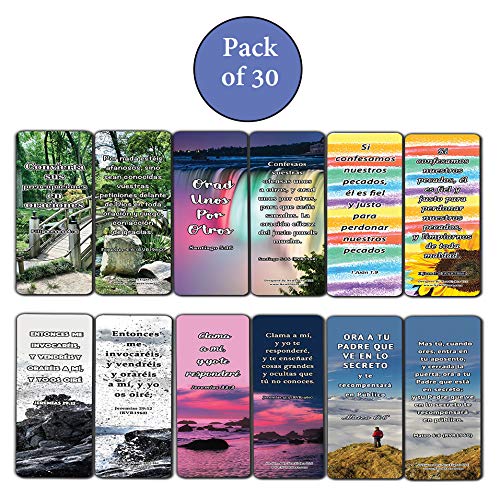 Spanish Favorite Prayer Bible Promises Bookmarks (30-Pack) - Variety Handy Spanish Scriptures
