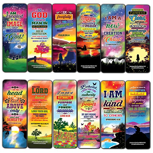 I AM Daily Declaration for Christian Bookmarks NKJV Series 2 (30-Pack) - Stocking Stuffers for Boys Girls - Children Ministry Bible Study Church Supplies Teacher Classroom Incentives Gift