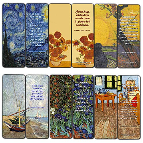 Spanish Wonderful Magnificent God Bible Verses Bookmarks (30 Pack) - Van Gogh Inspirational Christian Stocking Stuffers Gift for Men Women Teens Kids Art Lover Church Supplies
