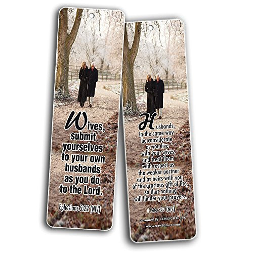 Bible Verses About Marriage Bookmarks Cards (30-Pack)- Religious Scriptures for Successful Marriage Relationship - Wedding Anniversary Husband and Wife Gifts