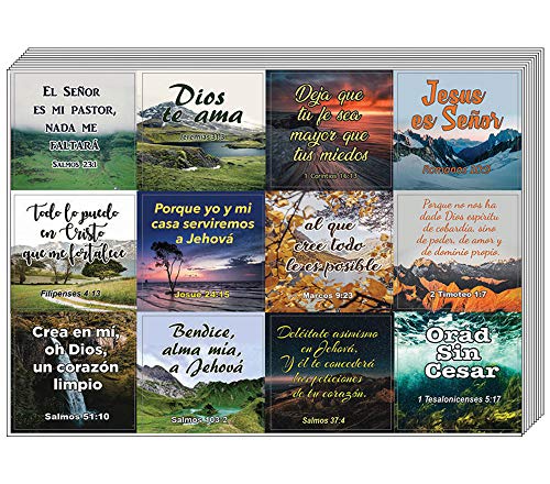 Spanish Religious Stickers (10-Sheet) - Assorted Mega Pack of Spanish Inspirational Stickers