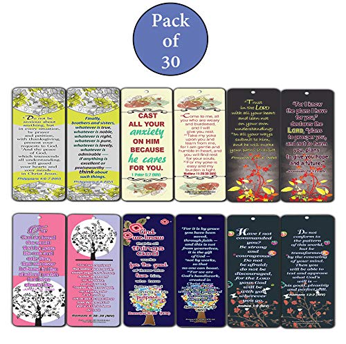 Floral Theme Memory Bible Verses Bookmarks (30-Pack)