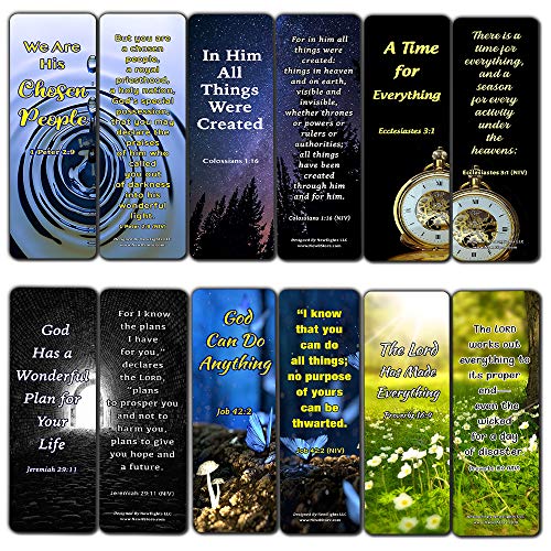 Scriptures Bookmarks - Bible Verses about Strength (60 Pack) - Perfect Gift away for Sunday School and Ministries - Christian Stocking Stuffers Birthday Assorted Bulk Pack