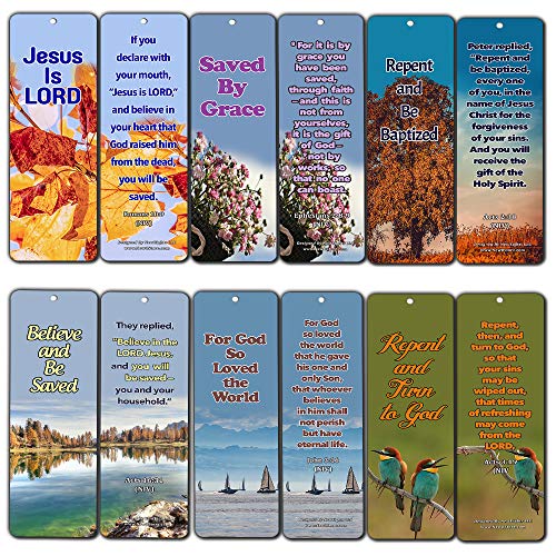 Bible Verses About the True Meaning of Salvation Bookmarks (60 Pack) - Perfect Giveaways for Sunday School and Ministries