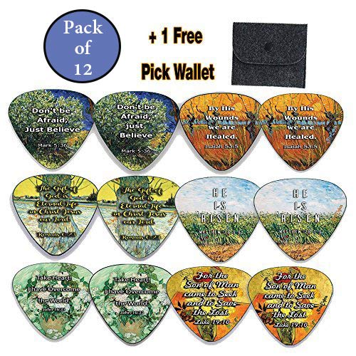 Guitar Picks with Christian Jesus Has Risen Bible Verses (12-Pack)