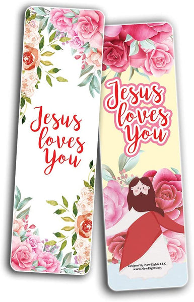 Jesus Loves You Bookmarks - Rose Theme Cards (30 Pack)