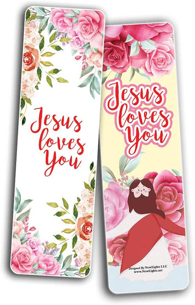 Jesus Loves You Bookmarks - Rose Theme Cards (60 Pack)