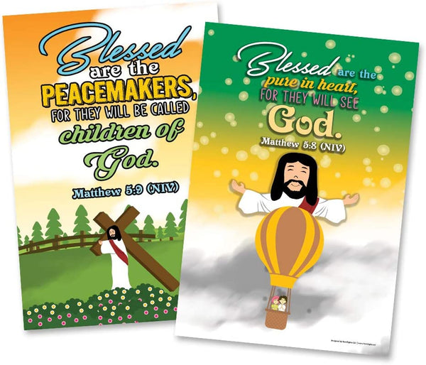 God's Blessing Christian Living Poster (6-Pack) - Encouraging Bible Verses Poster for Men Women Teens - A3 Size - Renewed in God's Blessing Poster Reading Wall Decor Sunday School Church Decor