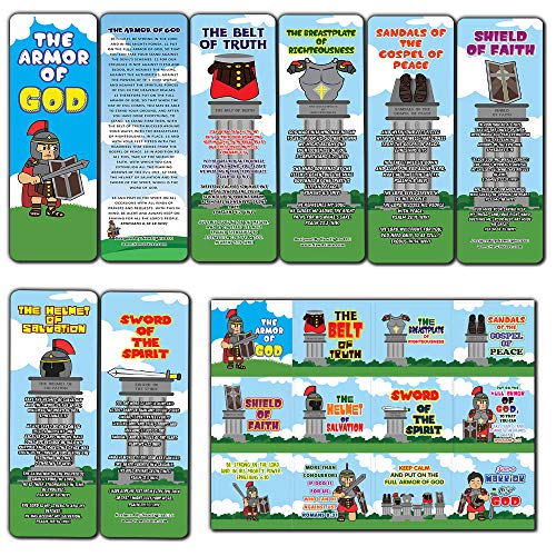 Armor of God Bookmarks (36-Pack) and 36 Stickers (3-Sheet) for Kids - Stocking Stuffers for Boys Girls - Children Ministry Bible Study Church Supplies Teacher Classroom Incentives Gift