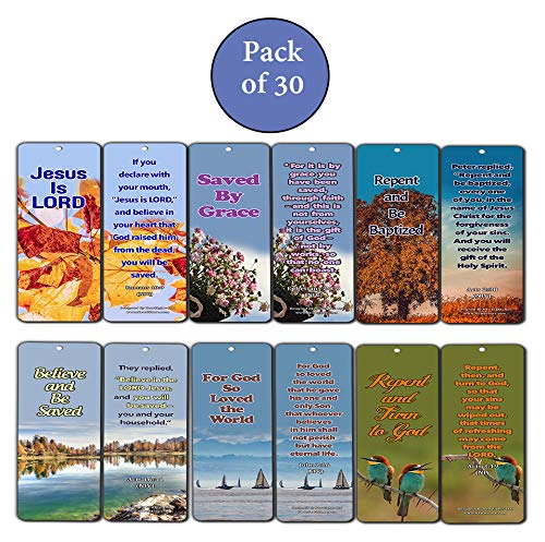 Bible Verses About the True Meaning of Salvation Bookmarks (30 Pack) - Handy Bible Texts About Being Saved Through Christ Jesus