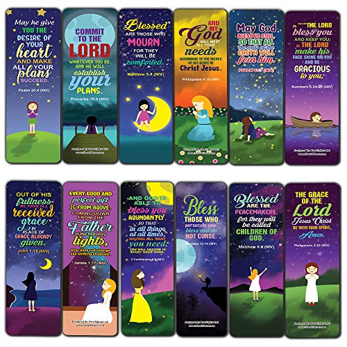 Top Bible Verses about God's Blessings NIV Bookmarks for Women (60-Pack) - Church Memory Verse Sunday School Rewards - Christian Stocking Stuffers Birthday Party Favors Assorted Bulk Pack