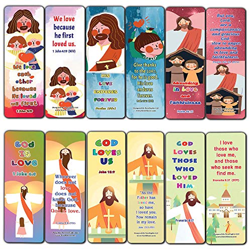 God Loves Us Christian Bookmarks for Kids (12-Pack)