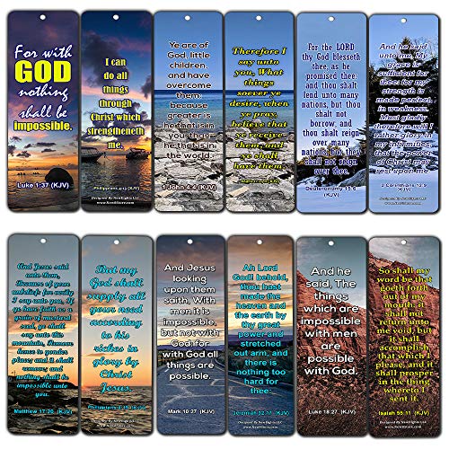 Religious Bible Quotes Bookmarks for Doing The Impossible (KJV) (60-Pack) - Compilation of Motivational Bible Verses