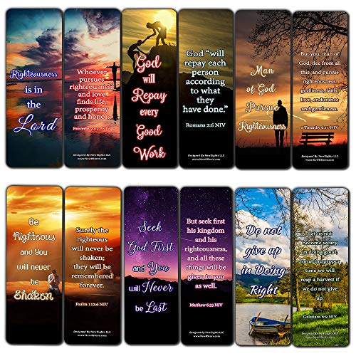 Encouraging Scriptures Bookmarks About Righteousness (30-Pack) - Stocking Stuffers Devotional Bible Study - Church Ministry Supplies Teacher Classroom Incentive Gifts