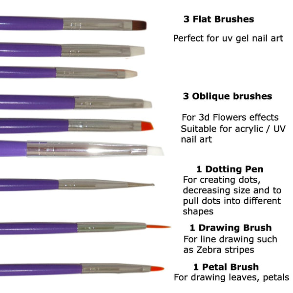 Nail Art Brushes, Dotting Pens Marbling Detailing Painting Tools 20pc