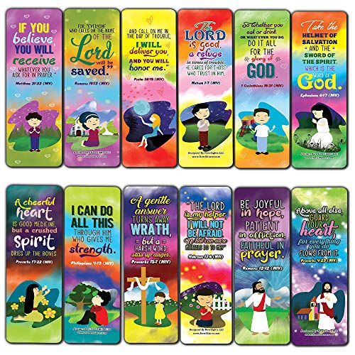 Positive Bible Verses Bookmarks (60-Pack) - Church Memory Verse Sunday School Rewards - Christian Stocking Stuffers Birthday Party Favors Assorted Bulk Pack