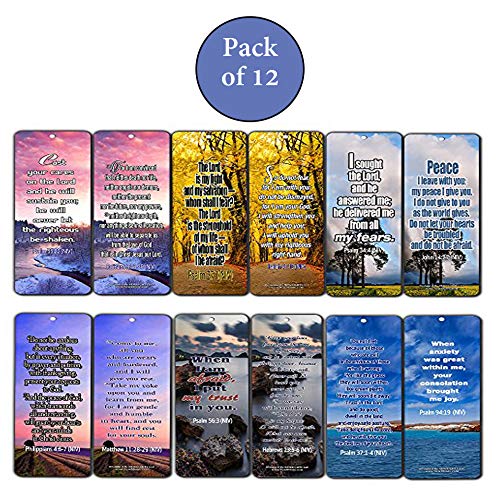 Bible Verses Bookmarks (12-Pack) (Stress and Anxiety Bible Verses)