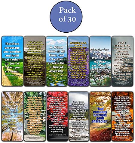 Popular Prayers and Bible Scriptures on Friendship Bookmarks - 30 Pack
