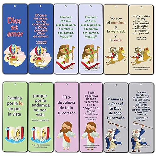 Spanish Bible Verses Bookmarks (God is Love) (12-Pack) - Variety Bookmarks with Inspirational Messages Perfect for Children Ministries Sunday Schools