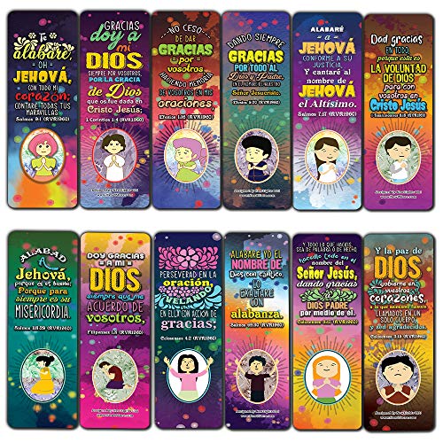 Spanish Thank You Lord Bible Verse Bookmarks (12-Pack) - VBS Sunday School Easter Baptism Thanksgiving Christmas Rewards Encouragement Gift