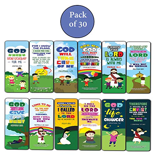 Top Bible Verses for God's Promises Bookmarks for Kids (30-Pack) - Stocking Stuffers for Boys Girls - Children Ministry Bible Study Church Supplies Teacher Classroom Incentives Gift