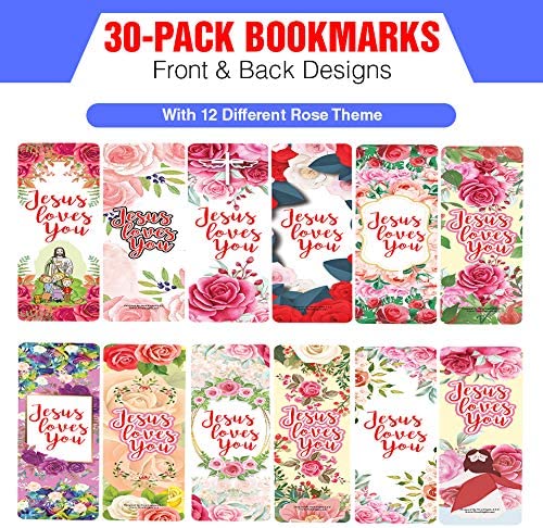 Jesus Loves You Bookmarks - Rose Theme Cards (30 Pack)